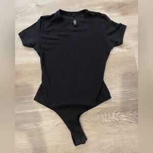 SKIMS Black Short Sleeve Bodysuit